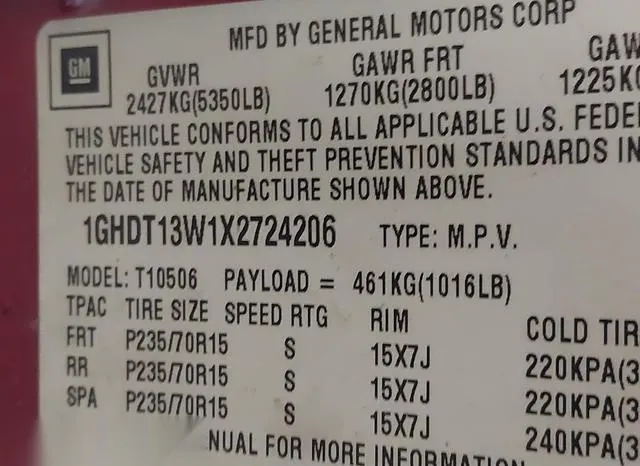 1GHDT13W1X2724206 1999 1999 Oldsmobile Bravada 9