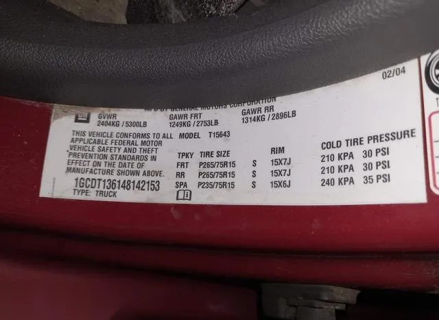 1GCDT136148142153 2004 2004 Chevrolet Colorado- LS 9