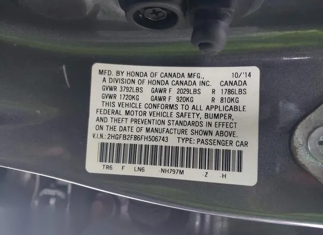 2HGFB2F86FH506743 2015 2015 Honda Civic- EX 9