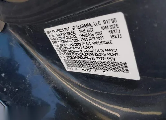 5FNRL38405B404058 2005 2005 Honda Odyssey- EX 9