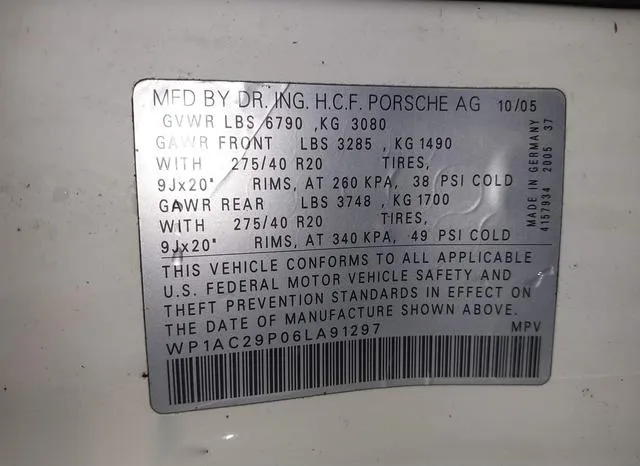 WP1AC29P06LA91297 2006 2006 Porsche Cayenne- Turbo/Turbo S 9