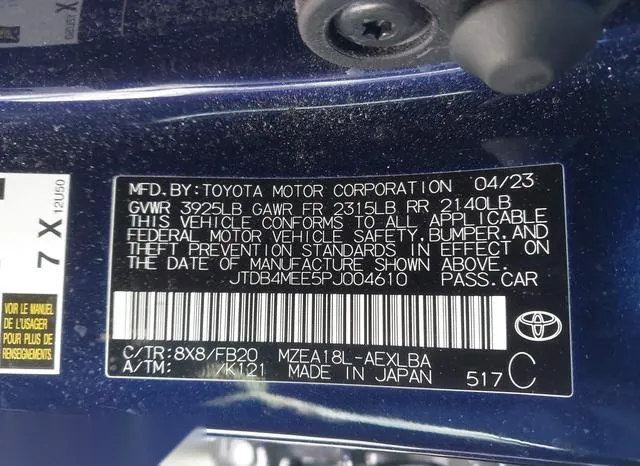 JTDB4MEE5PJ004610 2023 2023 Toyota Corolla- LE 9