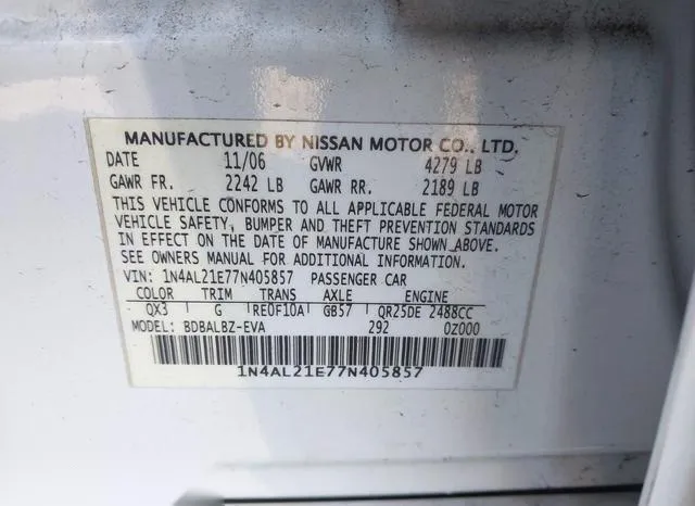 1N4AL21E77N405857 2007 2007 Nissan Altima- 2-5 S 9