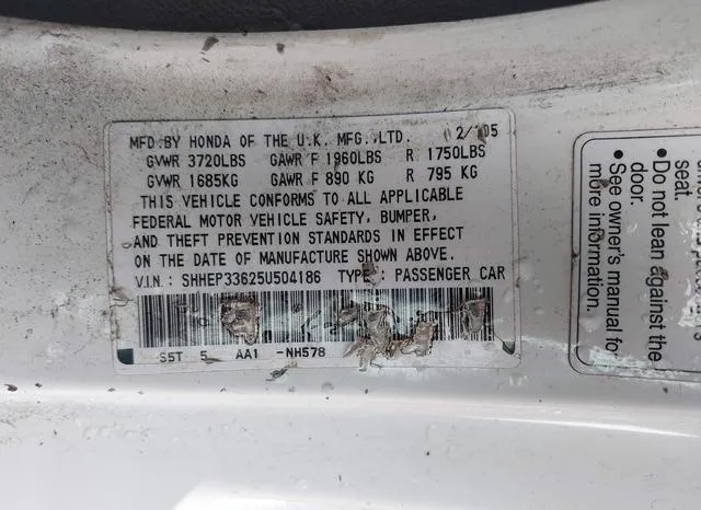 SHHEP33625U504186 2005 2005 Honda Civic- SI 9