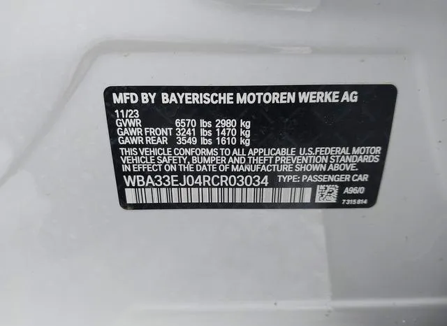 WBA33EJ04RCR03034 2024 2024 BMW 7 Series- 760 I Xdrive 9