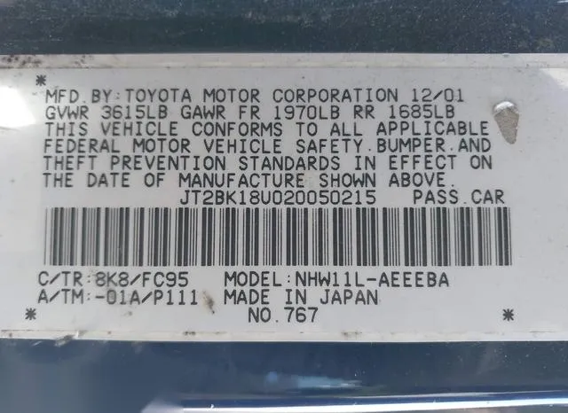 JT2BK18U020050215 2002 2002 Toyota Prius 9