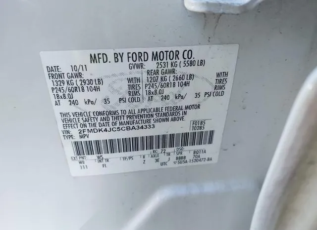 2FMDK4JC5CBA34333 2012 2012 Ford Edge- Sel 9