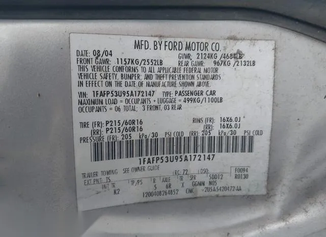 1FAFP53U95A172147 2005 2005 Ford Taurus- SE 9