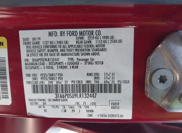 3FA6P0SU9LR132447 2020 2020 Ford Fusion- Plug-In Hybrid Tit 9