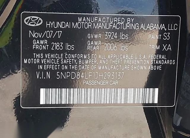 5NPD84LF1JH293137 2018 2018 Hyundai Elantra- Sel 9