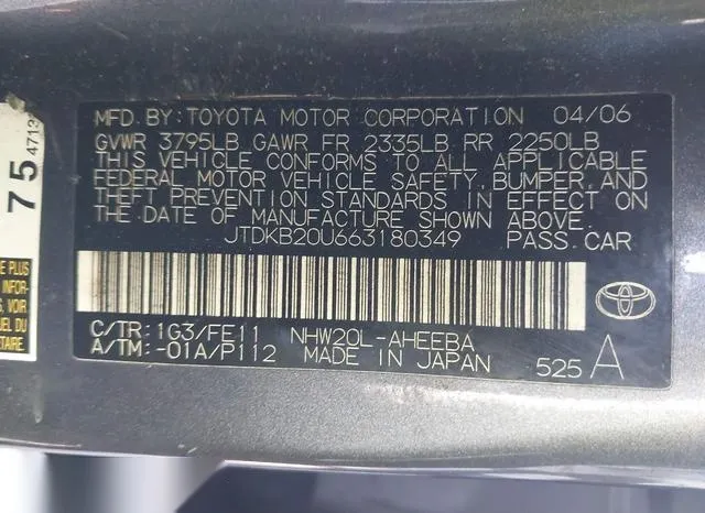 JTDKB20U663180349 2006 2006 Toyota Prius 9