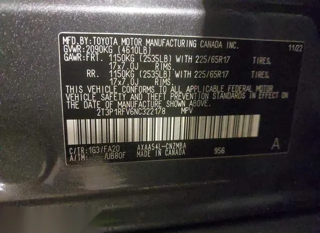 2T3P1RFV6NC322178 2022 2022 Toyota RAV4- Xle 9