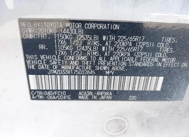 JTMZD33V175032845 2007 2007 Toyota RAV4 9