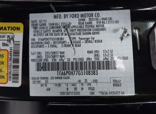 1FA6P0H77G5108383 2016 2016 Ford Fusion- SE 9