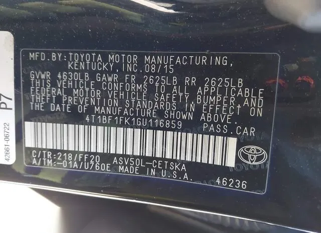 4T1BF1FK1GU116859 2016 2016 Toyota Camry- SE 9