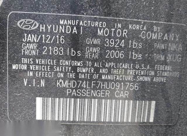 KMHD74LF7HU091756 2017 2017 Hyundai Elantra- SE 9