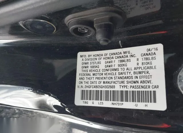 2HGFC4B05GH302669 2016 2016 Honda Civic- Lx-P 9