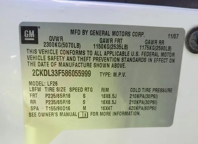 2CKDL33F586055999 2008 2008 Pontiac Torrent 9