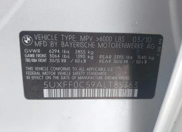 5UXFF0C59ALT85363 2010 2010 BMW X5- Xdrive35D 9