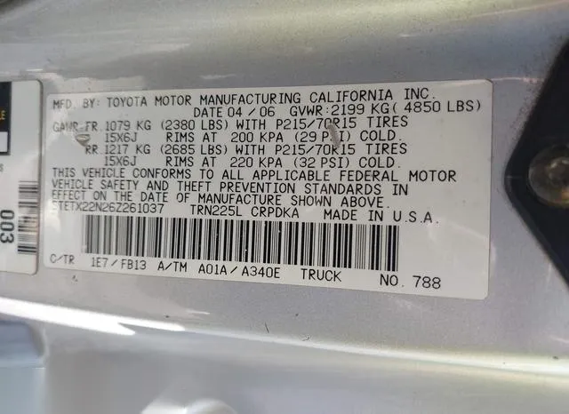 5TETX22N26Z261037 2006 2006 Toyota Tacoma 9