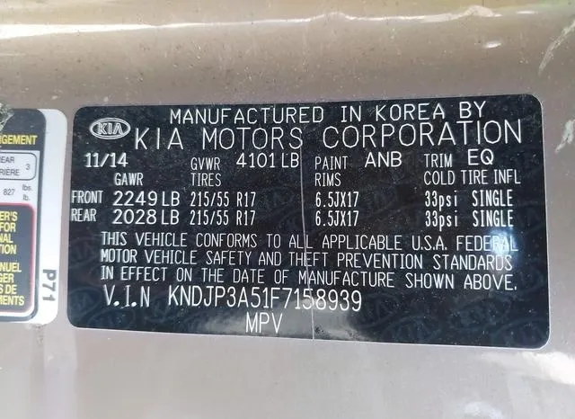 KNDJP3A51F7158939 2015 2015 KIA Soul- - 9