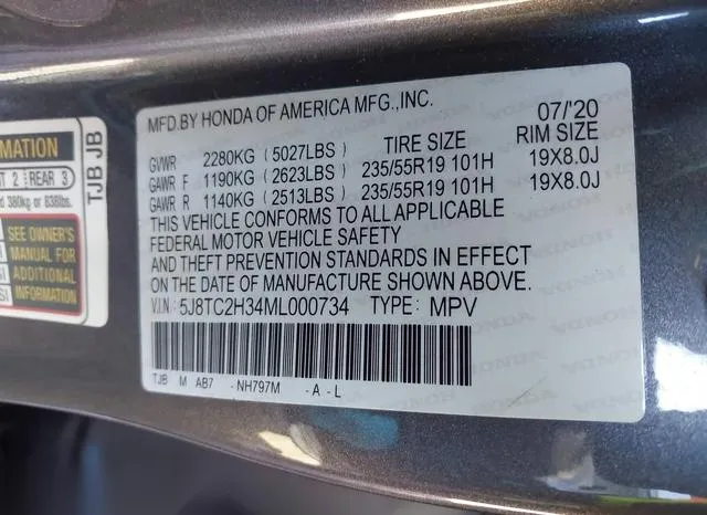 5J8TC2H34ML000734 2021 2021 Acura RDX- Standard 9