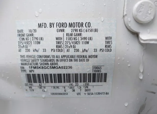 1FM5K8GC5MGA02236 2021 2021 Ford Explorer- ST 9