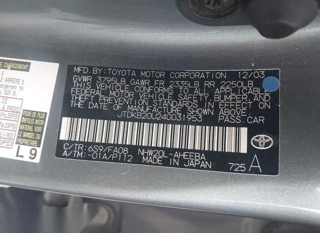 JTDKB20U240031953 2004 2004 Toyota Prius 9