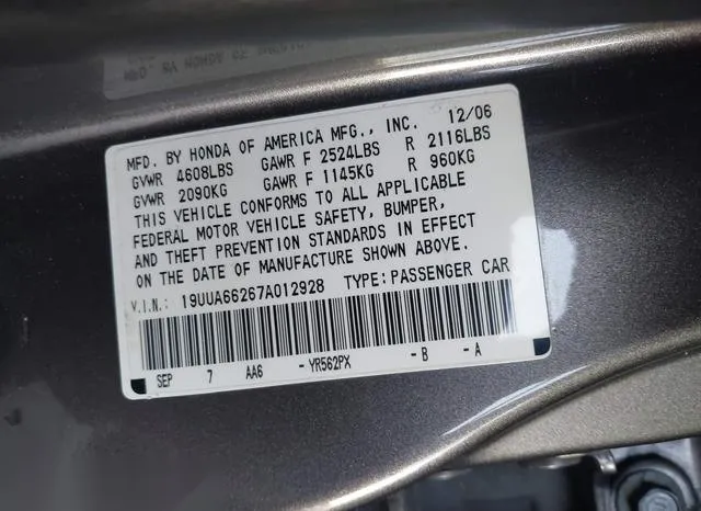 19UUA66267A012928 2007 2007 Acura TL- 3-2 9