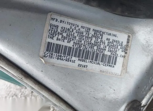 4T1BF12K1TU137601 1996 1996 Toyota Camry- Le/Xle/Se 9