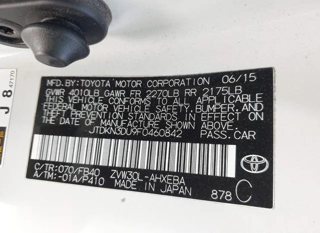 JTDKN3DU9F0460842 2015 2015 Toyota Prius- Two 9