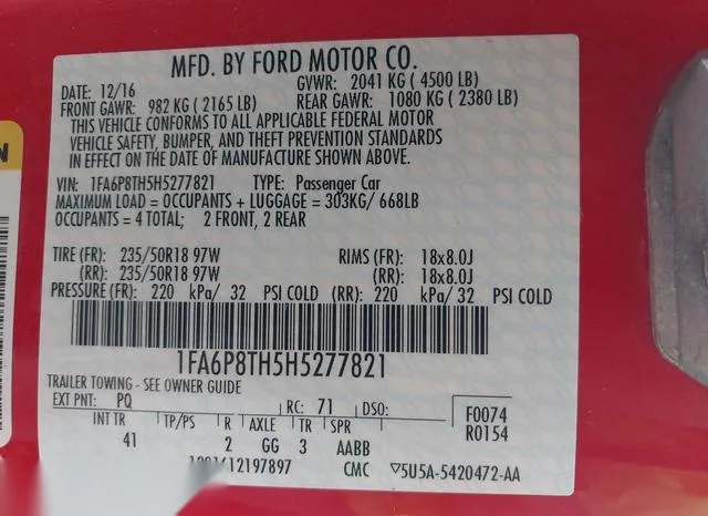 1FA6P8TH5H5277821 2017 2017 Ford Mustang- Ecoboost 9