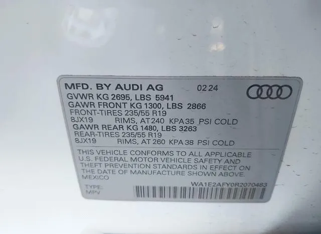 WA1E2AFY0R2070483 2024 2024 Audi Q5- Premium Plus 55 Tfsi E 9