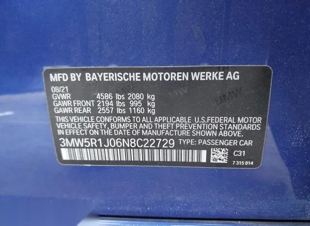 3MW5R1J06N8C22729 2022 2022 BMW 3 Series- 330I 9