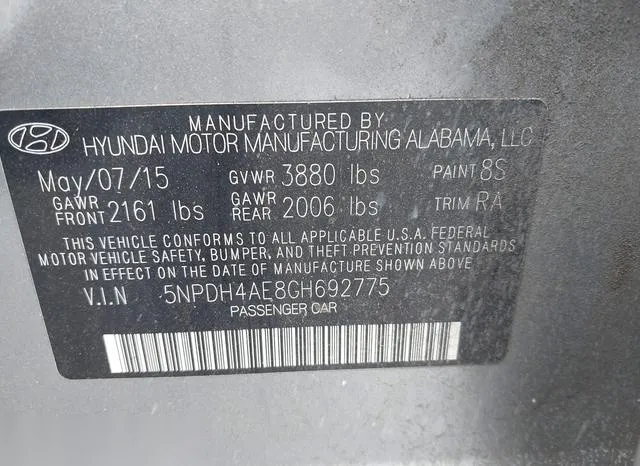 5NPDH4AE8GH692775 2016 2016 Hyundai Elantra- SE 9