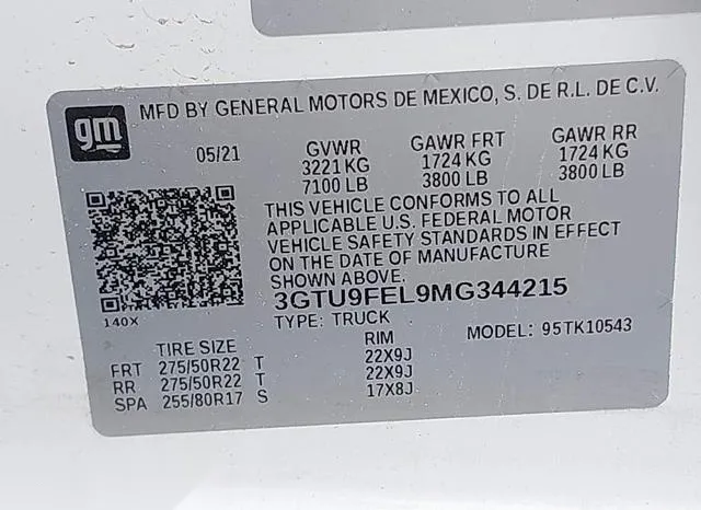 3GTU9FEL9MG344215 2021 2021 GMC Sierra- K1500 Denali 9