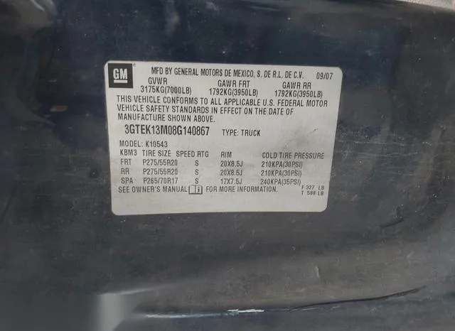 3GTEK13M08G140867 2008 2008 GMC Sierra- 1500 Sle1 9