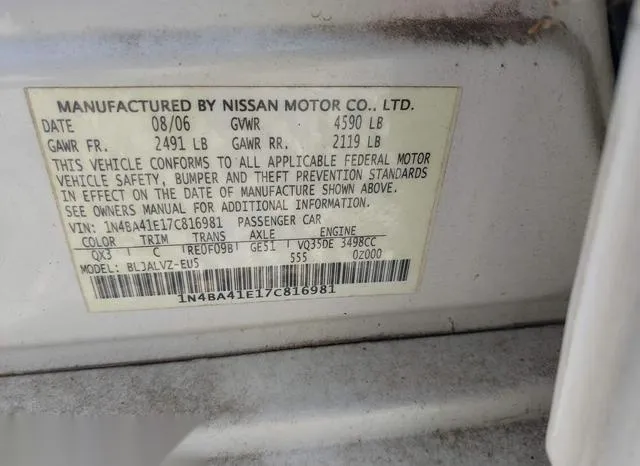 1N4BA41E17C816981 2007 2007 Nissan Maxima- 3-5 SE 9