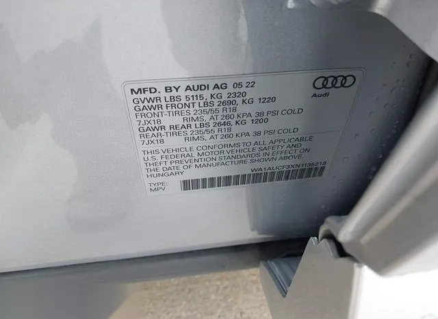 WA1AUCF3XN1135218 2022 2022 Audi Q3- Premium 40 Tfsi Quattr 9