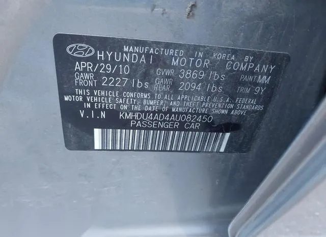 KMHDU4AD4AU082450 2010 2010 Hyundai Elantra- Gls 9