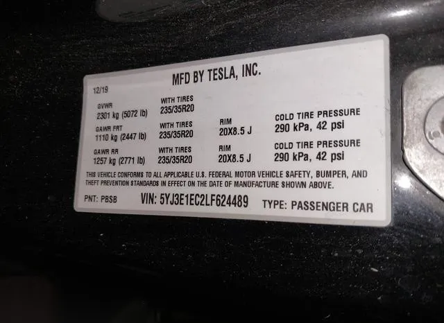 5YJ3E1EC2LF624489 2020 2020 Tesla Model 3- Performance Dual 9