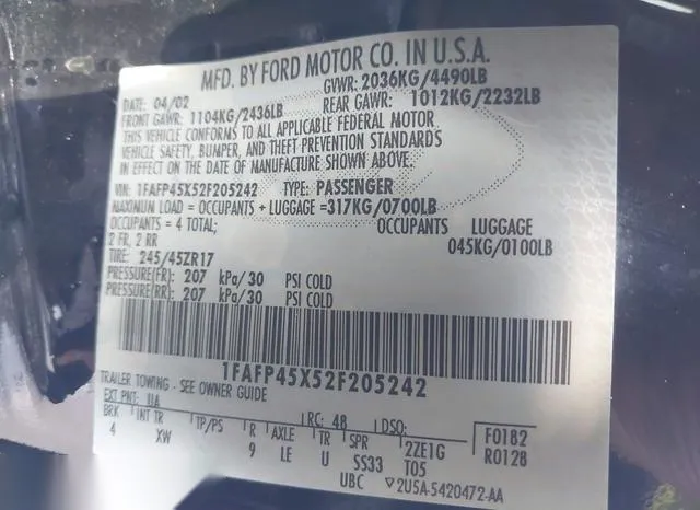 1FAFP45X52F205242 2002 2002 Ford Mustang- GT 9