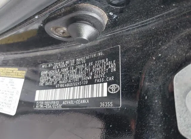 4T1BE46K07U045139 2007 2007 Toyota Camry- LE 9