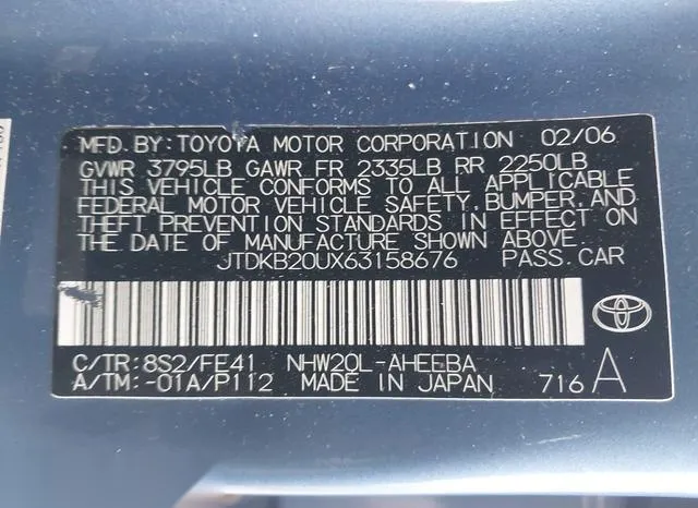 JTDKB20UX63158676 2006 2006 Toyota Prius 9