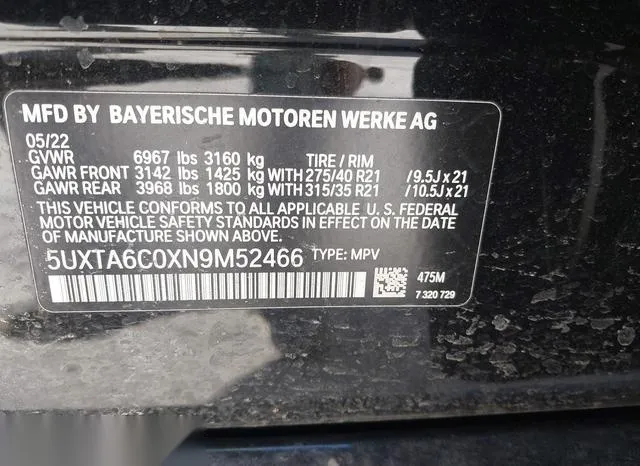 5UXTA6C0XN9M52466 2022 2022 BMW X5 Phev- Xdrive45E 9