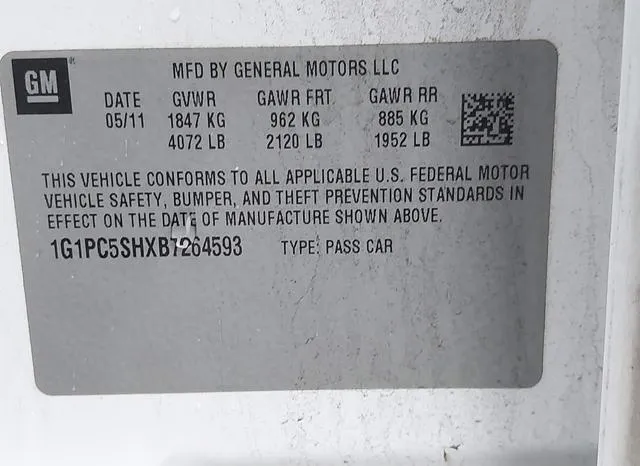 1G1PC5SHXB7264593 2011 2011 Chevrolet Cruze- LS 9