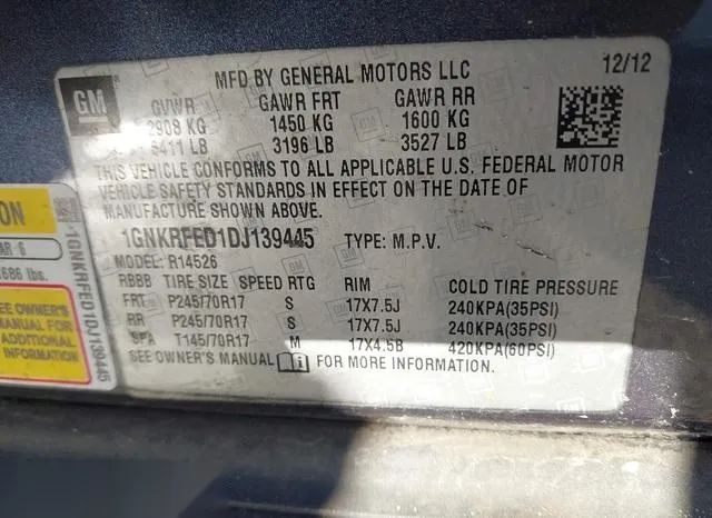 1GNKRFED1DJ139445 2013 2013 Chevrolet Traverse- LS 9