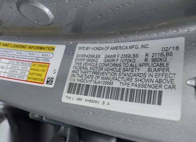 1HGCV1F19JA105685 2018 2018 Honda Accord- LX 9