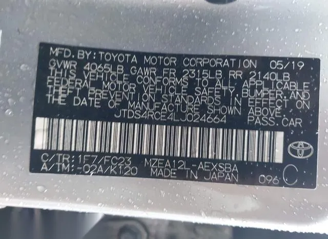 JTDS4RCE4LJ024664 2020 2020 Toyota Corolla- SE 9