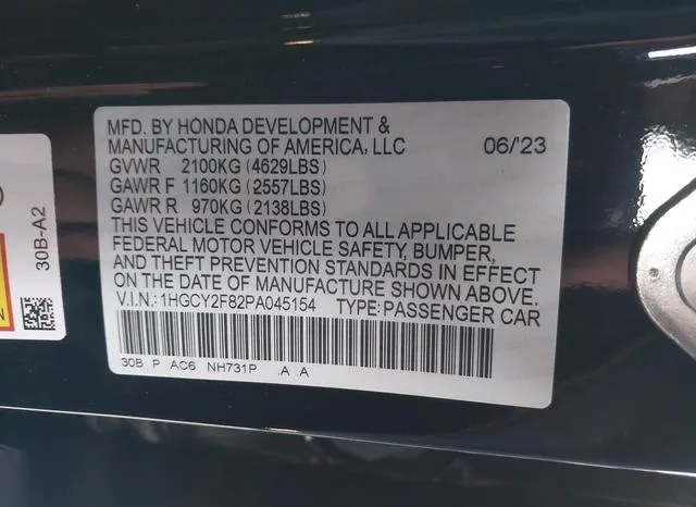 1HGCY2F82PA045154 2023 2023 Honda Accord- Hybrid Touring 9